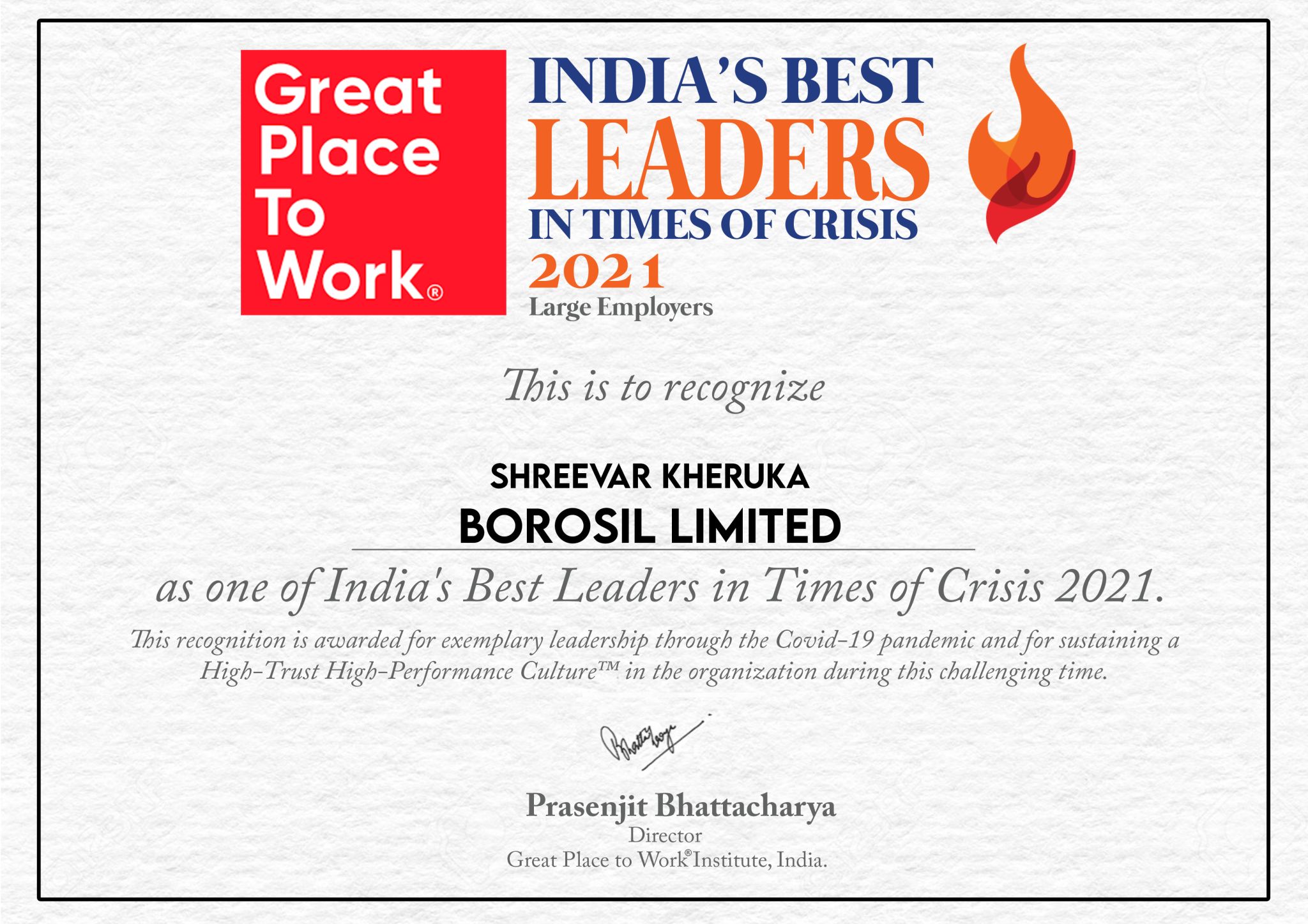 Great Place To Work: India's Best Leaders in Times of Crisis 2021